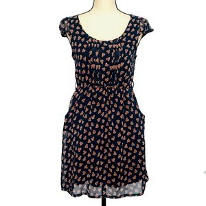 Papaya Navy Chiffon Dress with Peachy Pink Hearts
